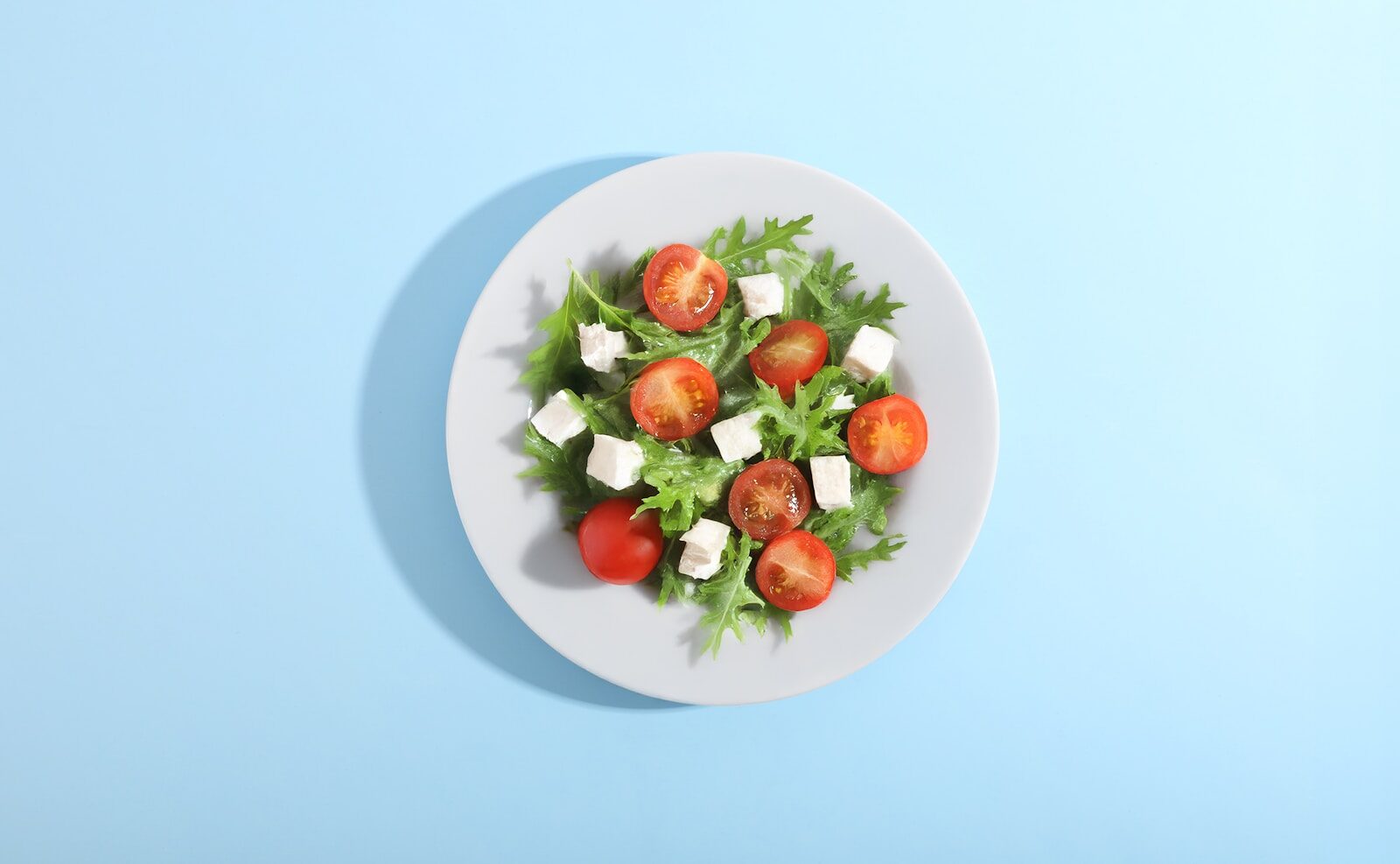 A plate of fresh salad with tomatoes and cheese